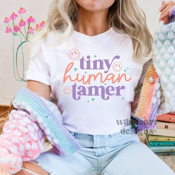 Tops - Tiny Human Tamer Shirt, Teacher Shirt, Mom Shirt, Back To School T-shirt XS-2X